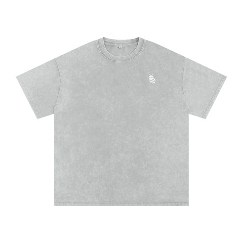 Light Gray t-shirt with a small white logo on a white background