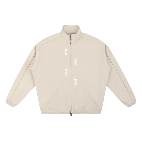Apricot jacket with brand logo on a white background