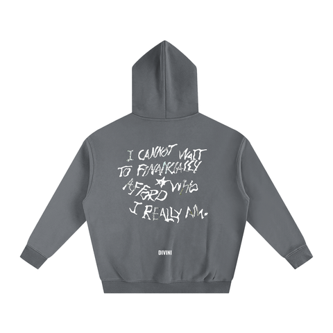 gray hoodie TNB's back side with white text 