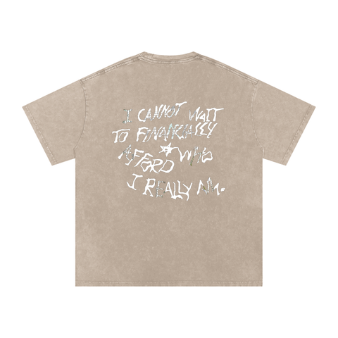 Desert t-shirt with white text on a white background