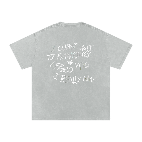 Light Gray t-shirt with white text on a white background