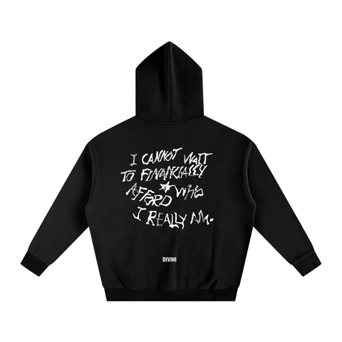 black hoodie TNB's back side with white text 